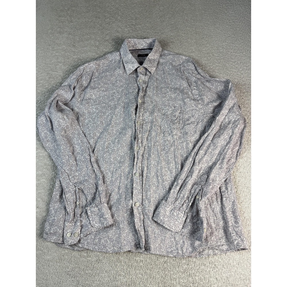 Benson Shirt Mens Large Linen Button Up Long Sleeve Floral Turkey
